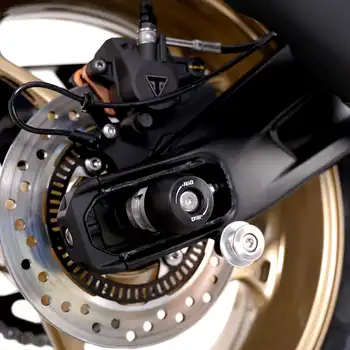 APEX Swingarm Protectors for the Triumph Street Triple 765 RX '26-, Street Triple 765 S '17-20, Street Triple 660 S '17-'22, Street Triple 765 R '17-, Street Triple 765 RS '17- and 5 more.